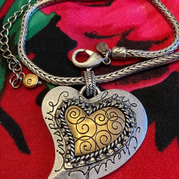 CHICOS INSPIRATIONAL SILVER AND BRASS NECKLACE - Picture 12 of 14